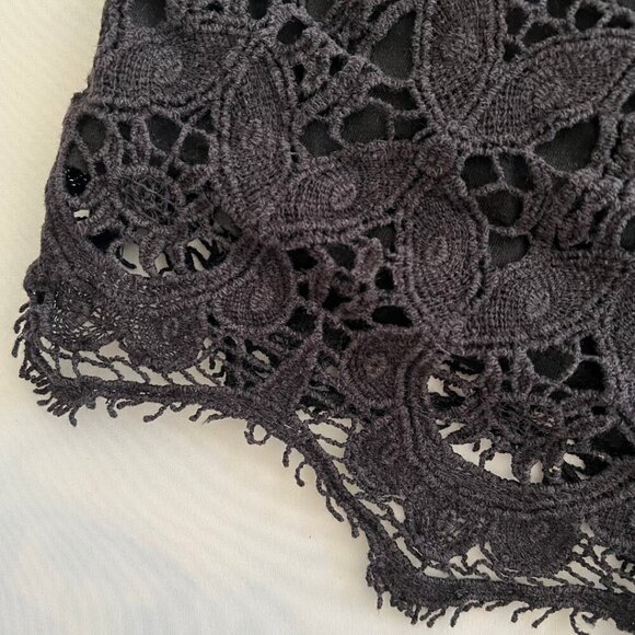 Express Low Waisted Black Lace Crochet Drawstring Micro Mini Shorts - Picture 5 of 7